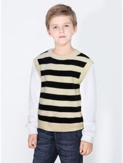 SOLOCOTE Boys 1pc Striped Pattern Sweater Vest