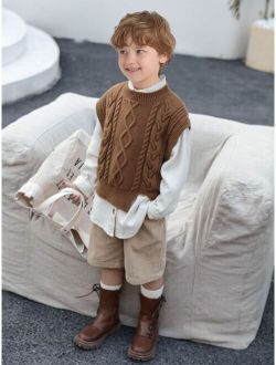 SOLOCOTE Boys Cable Knit Sweater Vest