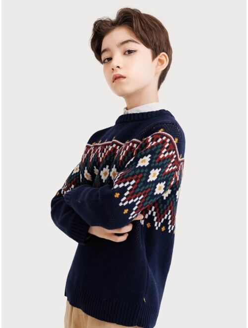 Shein Boys Christmas Pattern Sweater