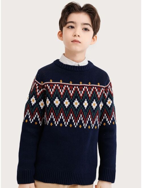 Shein Boys Christmas Pattern Sweater