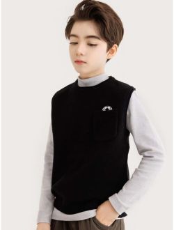 Boys 1pc Soccer Embroidery Sweater Vest