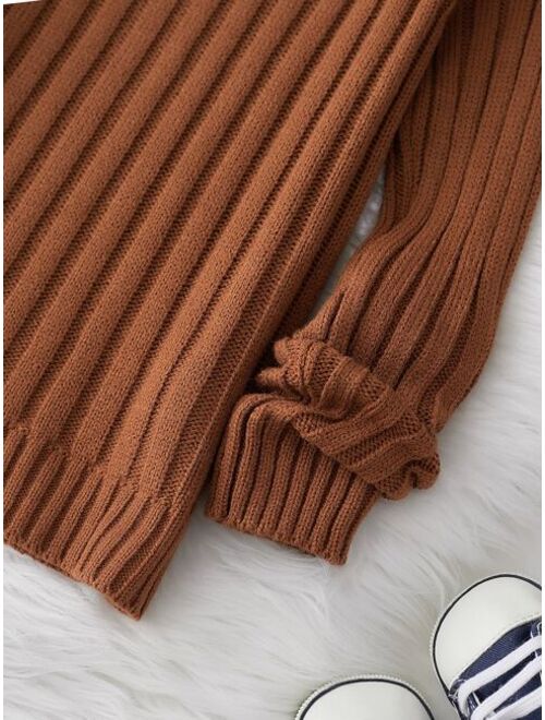 Shein Boys Turtleneck Ribbed Knit Sweater