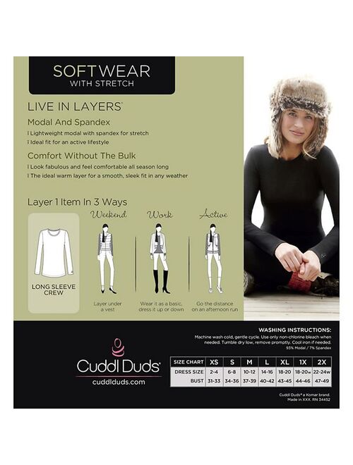 Women's Cuddl Duds Softwear with Stretch Long Sleeve Crewneck Top