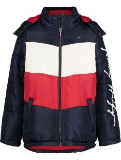 Big Boys Chevron Colorblock Puffer Jacket