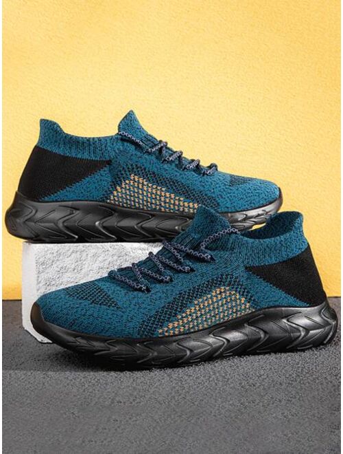 Shein Maixiede Shoes Men Color Block Lace-up Front Running Shoes