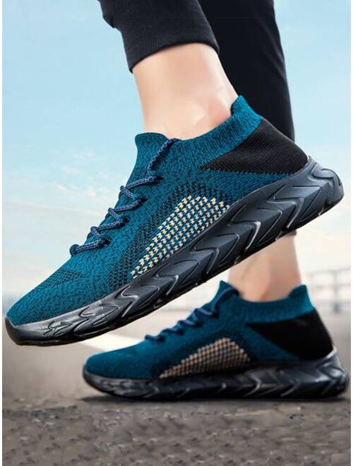 Shein Maixiede Shoes Men Color Block Lace-up Front Running Shoes