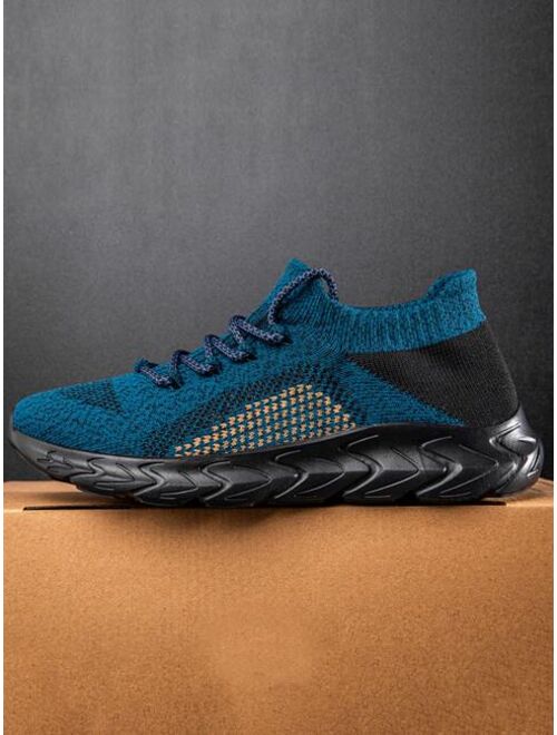 Shein Maixiede Shoes Men Color Block Lace-up Front Running Shoes