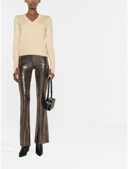flared sequinned trousers