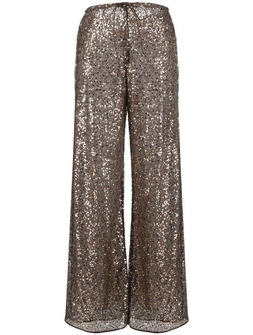 sequin flared trousers