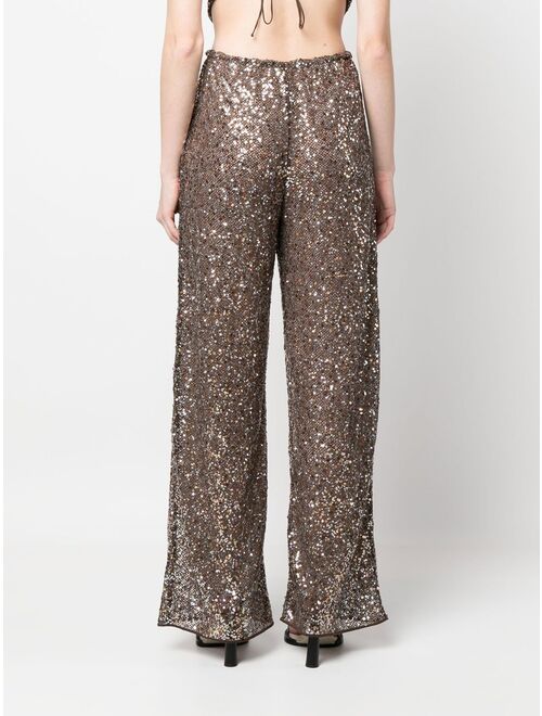 sequin flared trousers
