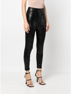 slim-cut sequin-embellished trousers
