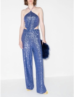 Oseree sequin-embellished wide-leg trousers