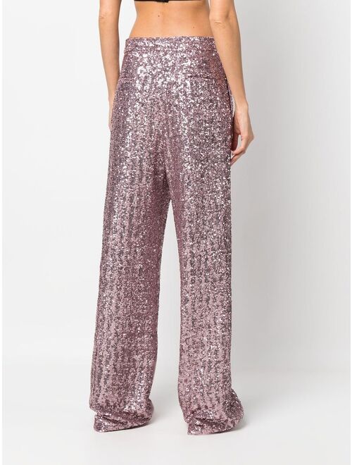 MSGM sequin-embellished wide-leg trousers