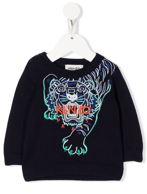 Kenzo Kids Seasonal-Tiger embroidered jumper