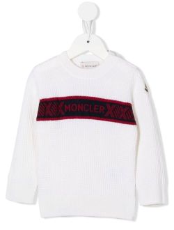 Enfant intarsia-knit logo virgin wool jumper