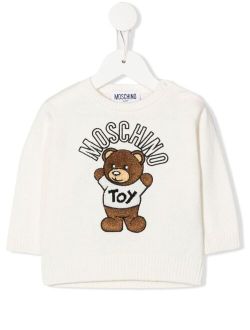 Kids cotton-wool logo-knit jumper