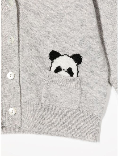N.PEAL KIDS panda-pocket cardigan