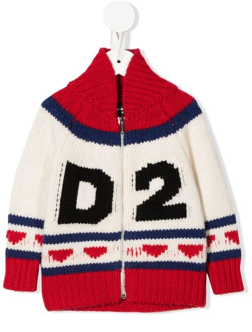 Dsquared2 Kids intarsia-knit zip-up cardigan