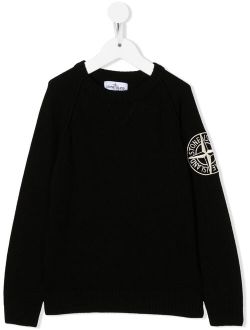 Junior logo-embroidered knitted jumper