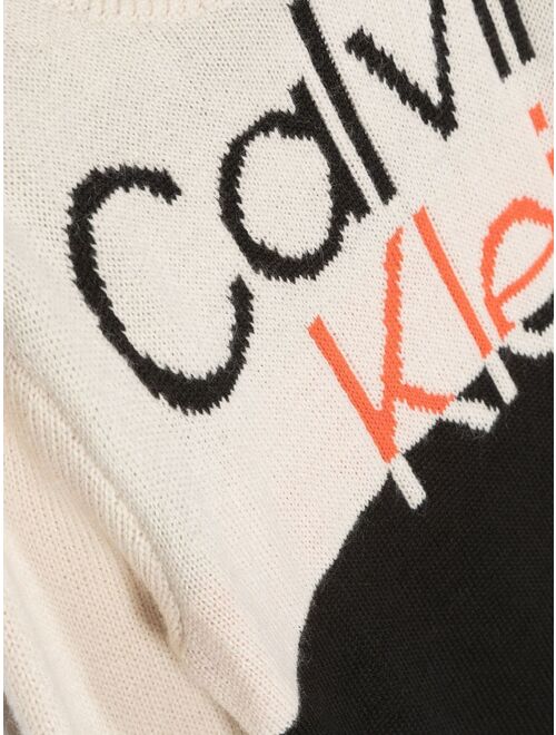 Calvin Klein Kids intarsia knit-logo crew neck jumper