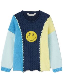 Kids Smiley motif patchwork jumper
