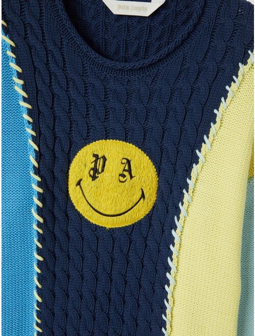 Palm Angels Kids Smiley motif patchwork jumper