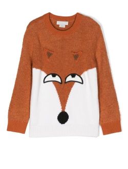 Kids Fox intarsia knit jumper