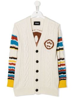 Barrow kids cable-knit striped cardigan