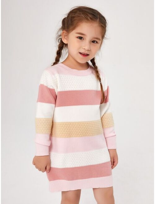 SHEIN Toddler Girls Colorblock Sweater Dress