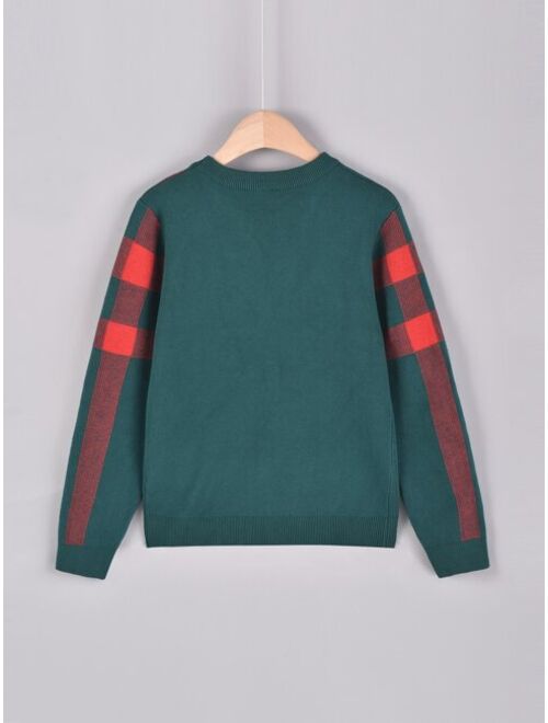 Shein Boys Plaid Pattern Sweater