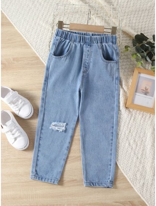 Shein Toddler Boys Ripped Frayed Straight Leg Jeans