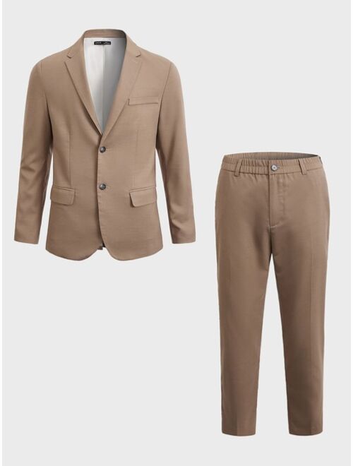 SHEIN Men Solid Single Breasted Blazer & Suit Pants