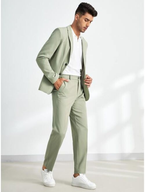 SHEIN Men Solid Blazer & Pants Suit Set
