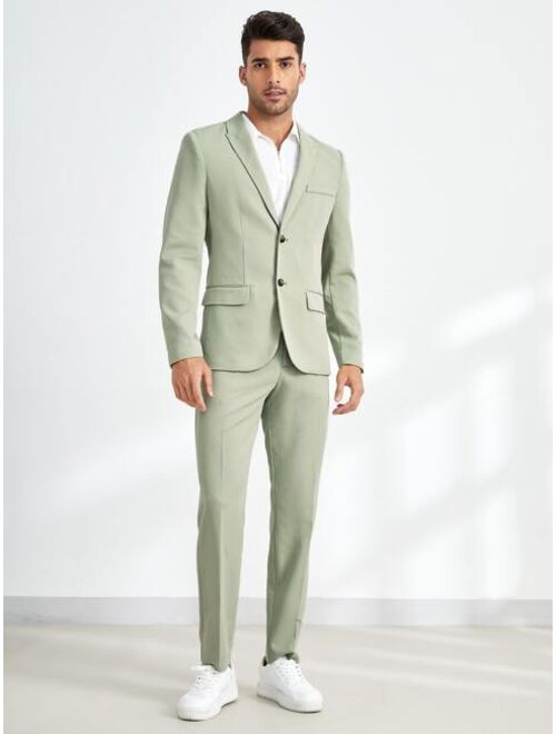 SHEIN Men Solid Blazer & Pants Suit Set