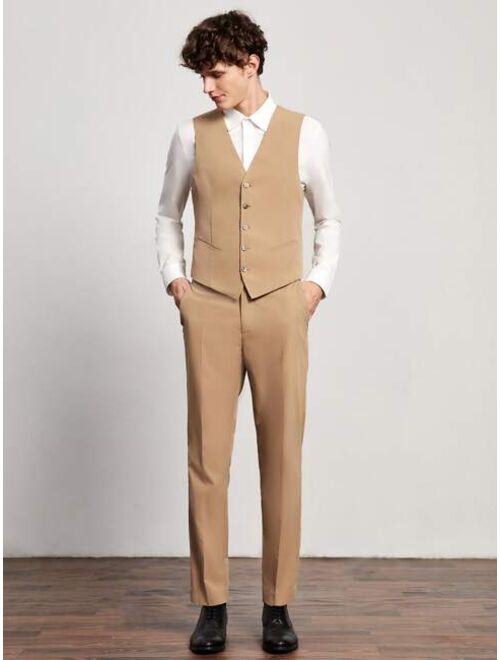 SHEIN Men Single Breasted Blazer With Vest & Pants