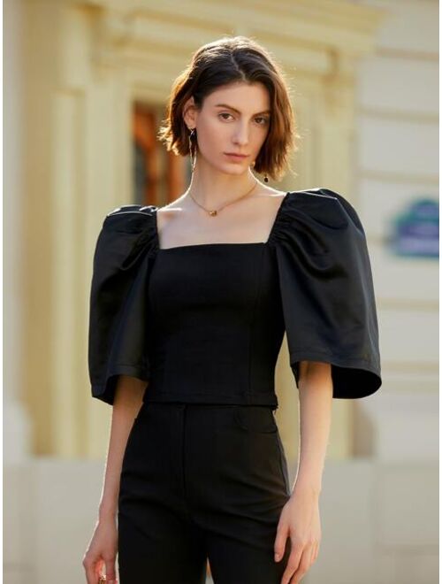 Shein Square Neck Puff Sleeve Blouse