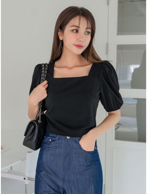 DAZY Square Neck Puff Sleeve Blouse