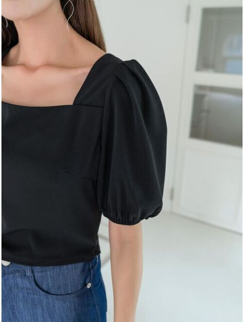 DAZY Square Neck Puff Sleeve Blouse