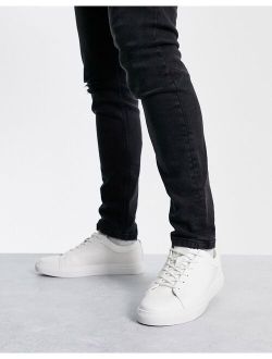 Premium faux leather sneaker in white