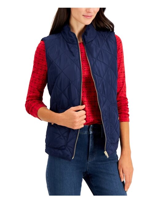 CHARTER CLUB Women's Quilted Collar Vest, Created for Macy's
