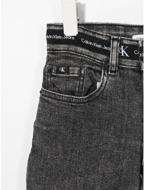Calvin Klein Kids logo-waistband straight-leg jeans