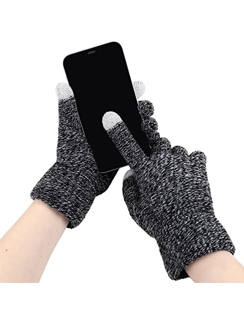 URATOT Winter Knitted Warm Set Infinity Scarf and Hat Touch Screen Gloves for Men and Women