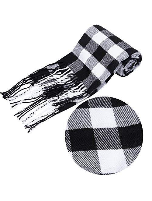 Aneco Winter Warm Sets Buffalo Plaid Scarf Knitted Beanie Hat Gloves Earloop Warm Cover for Men and Women