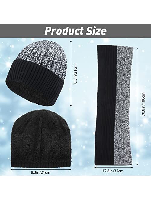 SATINIOR Winter Hats Scarf Gloves Warm Fleece Lined Knit Hat Ear Warmers Socks for Women and Men