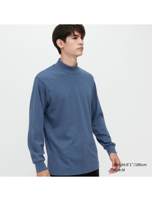 UNIQLO Brushed Cotton Mock Neck Long-Sleeve T-Shirt