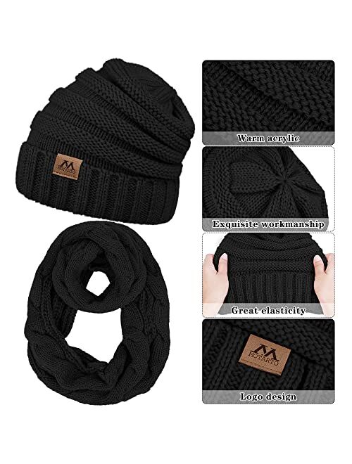 Motarto Winter Warm Set Knitted Scarf Beanie Hat Touchscreen Gloves Ear Warmer Cold Weather Gear for Men or Women