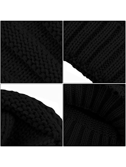 URATOT 4 Pack Winter Knitted Beanie Hat Scarf Gloves Set Thick Hat and Scarf Touchscreen Gloves for Men Women