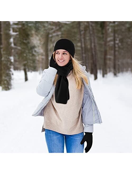 URATOT 4 Pack Women's Winter Warm Set Thickened Polar Fleece Gloves Beanie Hat Scarf and Earmuff