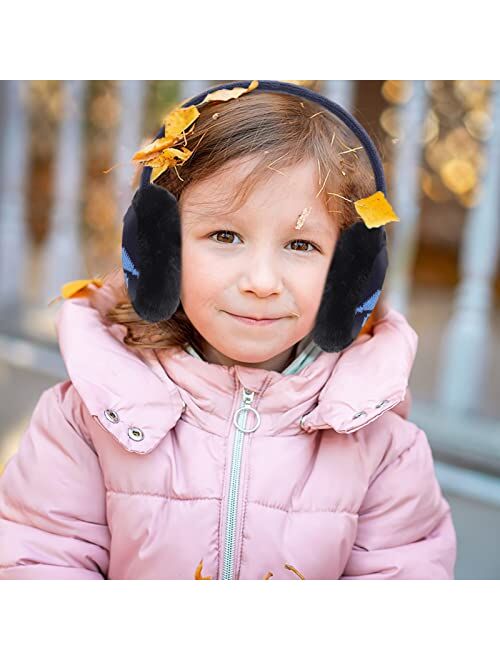 BUTITNOW Toddler Kids Knit Dinosaur Earmuffs Soft Plush Comfortable Winter Outdoor Ear Warmers for Boys Girls