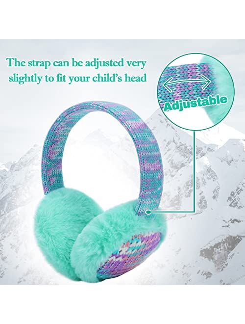 Baoplaykids Kids Knit Earmuffs Winter Outdoor Ear Warmers Soft Plush Ear Covers for Boys Girls 4-16 Years